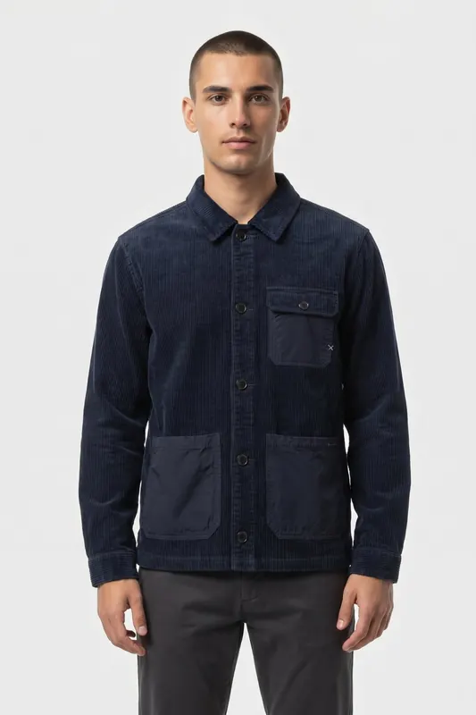 Scotch & Soda Washed Corduroy Worker Jacket Navy Maat: XL | Lichte Jassen Outlet | Heren | Blauw