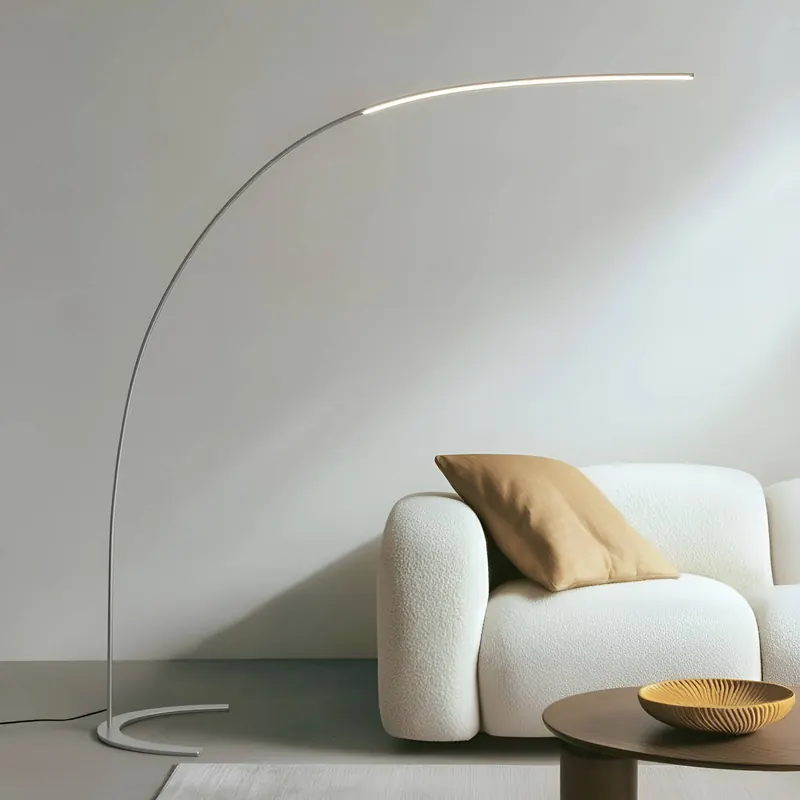 Lampa stojąca LED Lindby Danua, srebrny, metal, wys. 200cm