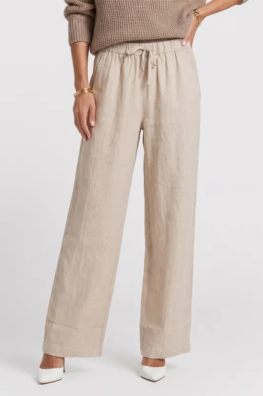 ARKET Ludvig Linen Trousers Beige Maat: M | Wijde Broeken Outlet | Dames | Beige
