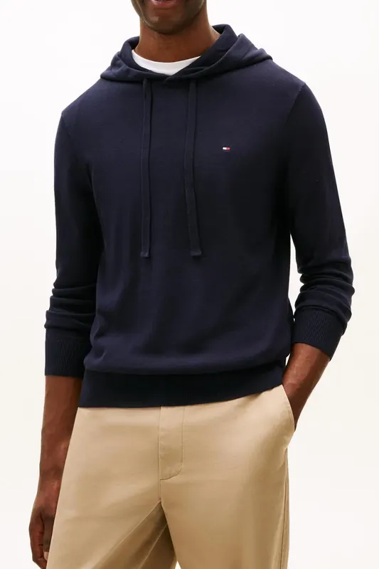 Tommy Hilfiger Essential Cotton Hoodie Desert Sky Maat: M | Sweaters Outlet | Heren | Blauw