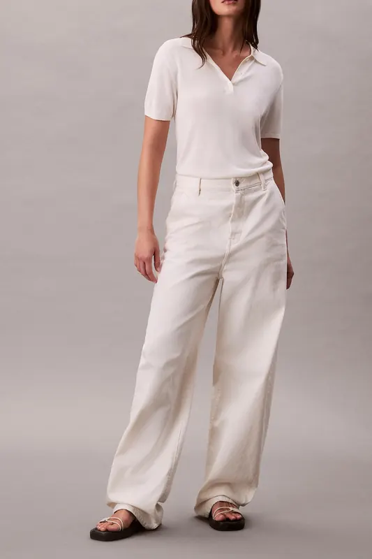 Calvin Klein Trouser Barrel Ecru Maat: W28 | Jeans Outlet | Dames | Ecru
