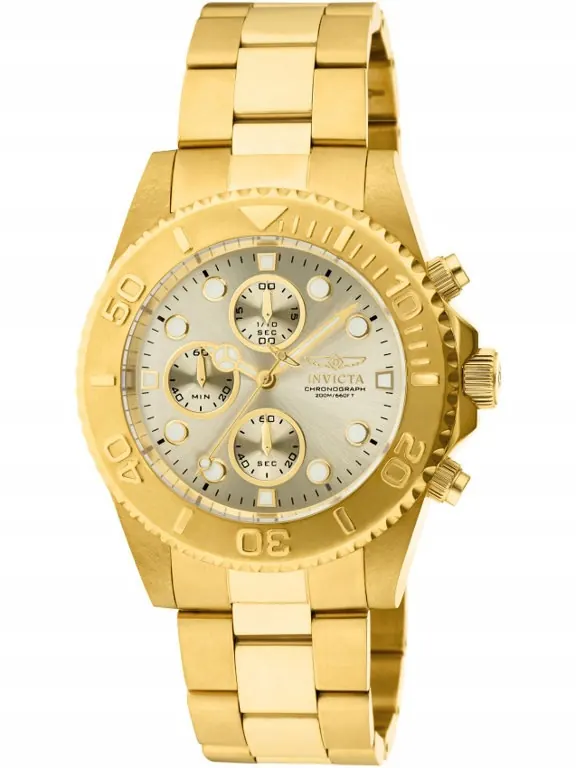Zegarek Męski Invicta 1774 Złoty Chronograf 200M Na Dzień Chłopaka