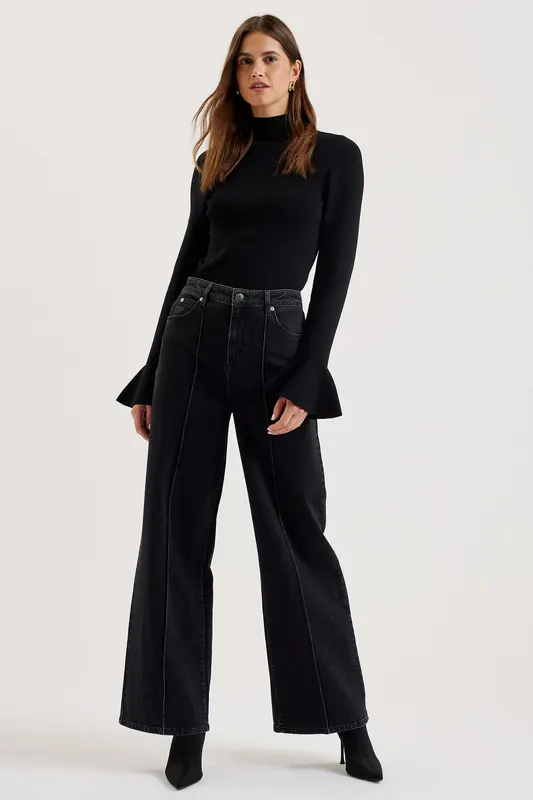 Ted Baker Sukiko Wide Leg Jeans Black Maat: W30 | Jeans Outlet | Dames | Zwart