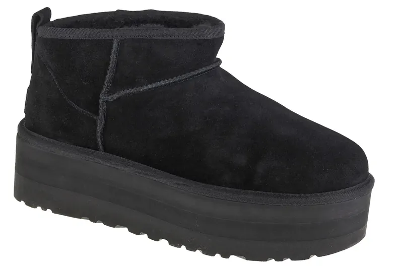 UGG Classic Ultra Mini Platform 1135092-BLK, Damskie, Czarne, buty zimowe, skóra zamszowa, rozmiar: 39