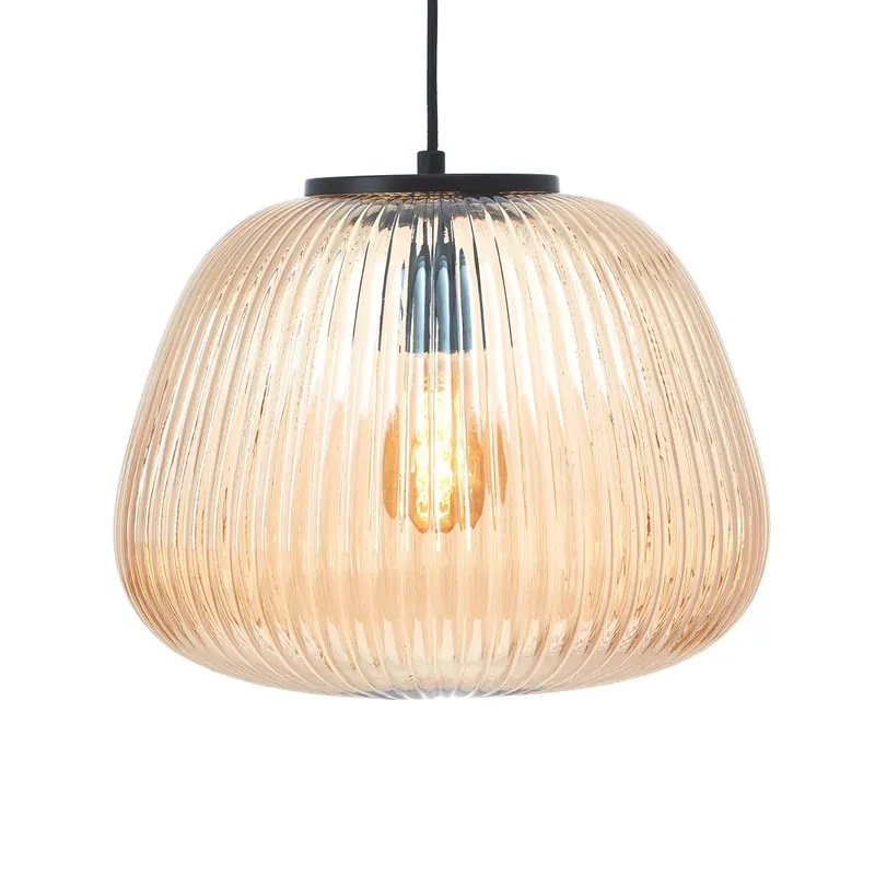 Lampa wisząca Kaizen, Ø 35 cm, bursztyn, szkło