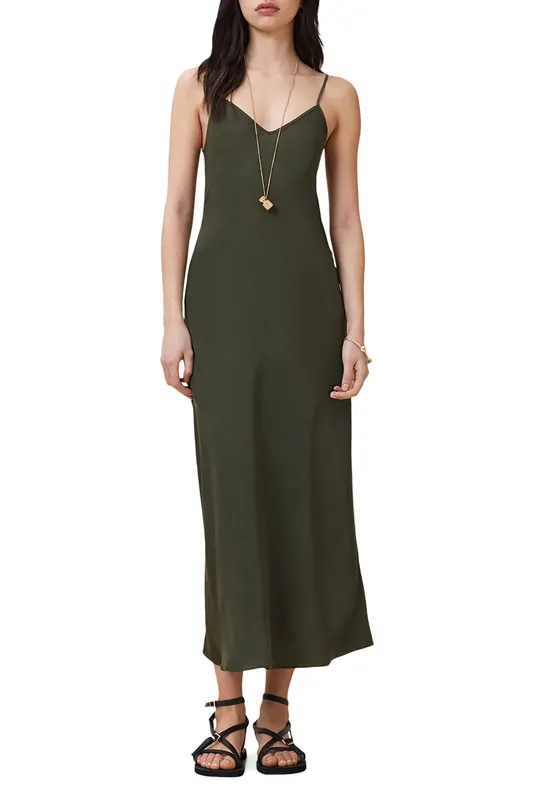 AllSaints Bryony Dress Rifle Green Maat: 12 | Midi Jurken Outlet | Dames | Groen