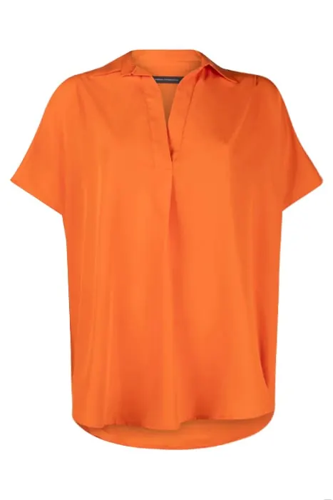 French Connection S/s Crepe Light Popover Mandarin Maat: 8 | Blouses Outlet | Dames | Oranje