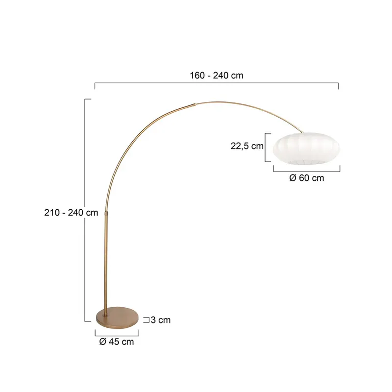 Lampa podłogowa łukowa Sparkled Light brązowo-biała, 240 cm, jedwab