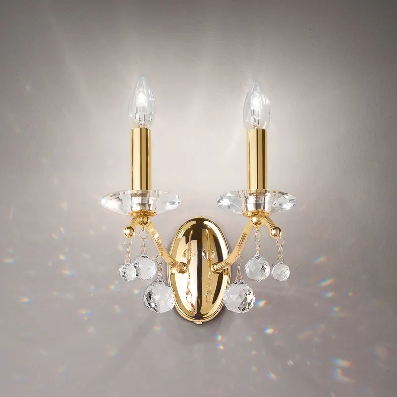 Lampa ścienna Carmen II marki Austrolux, szkło kryształowe, pozłacana