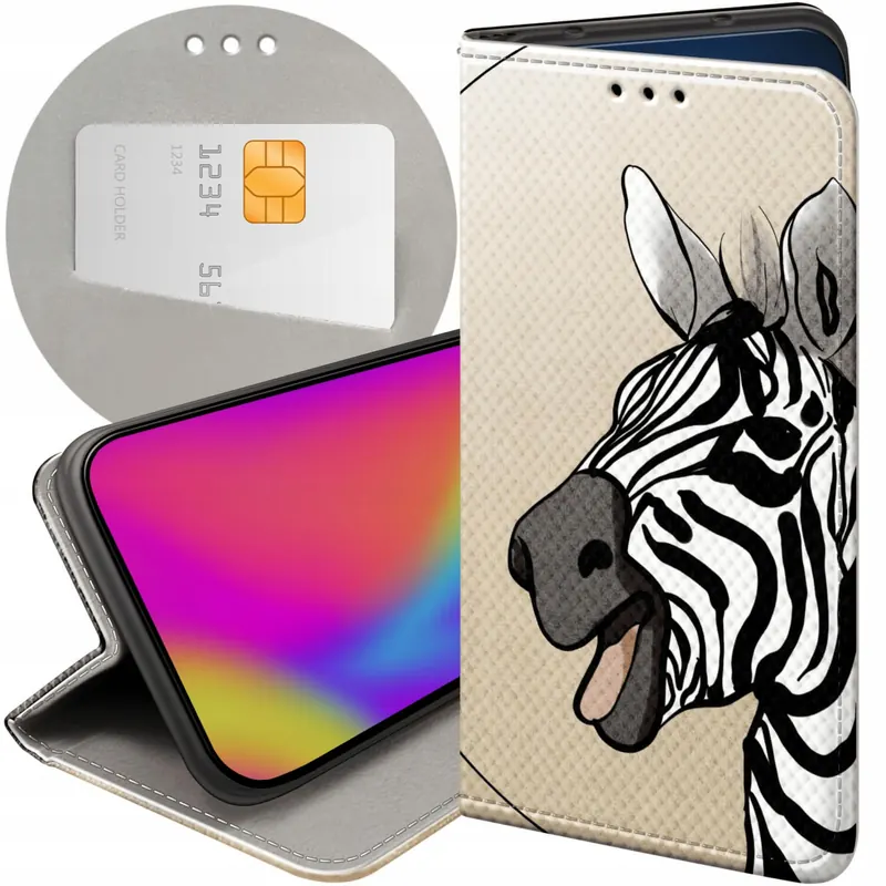Etui Z Klapką Do Oppo RENO12 5G Zebra Zeberka Paski Futerał Pokrowiec