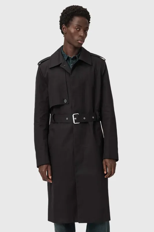 AllSaints Bastille Trench Black Maat: M | Trenchcoats Outlet | Heren | Zwart