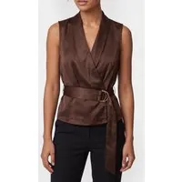 GUESS Iva Overlap Sl Blous Rich Brown Maat: 36 | Blouses Outlet | Dames | Bruin