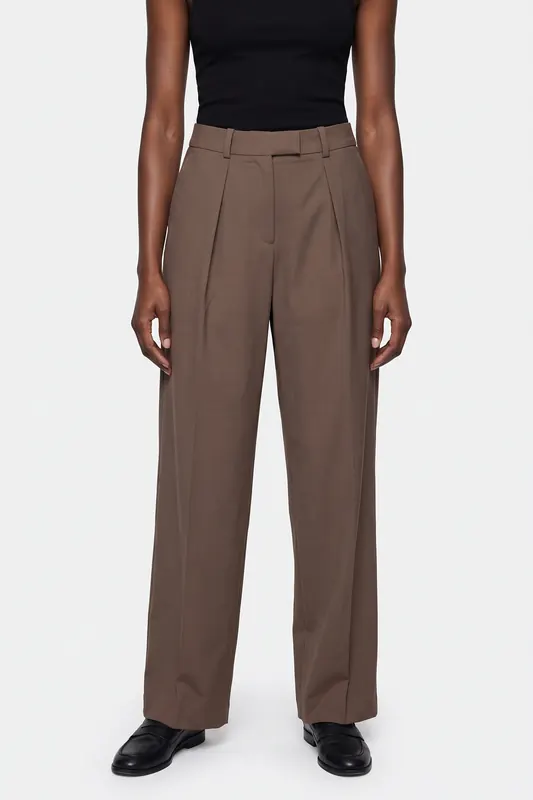 ARKET Ebbe Wool Twill Trousers Brown Maat: 38 | Pantalons Outlet | Dames | Bruin