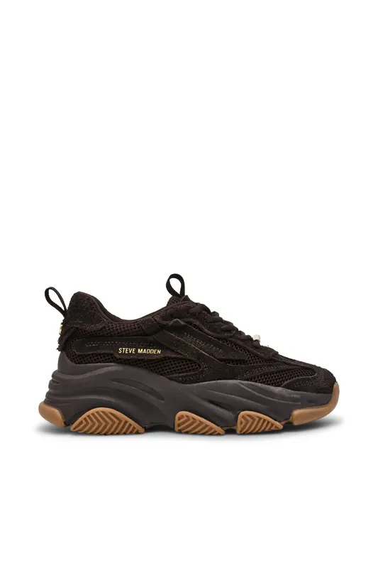 Steve Madden Possession-e Sneakers Chocolate Brown Suede Maat: 40 | Trainingsschoenen Outlet | Dames | Bruin