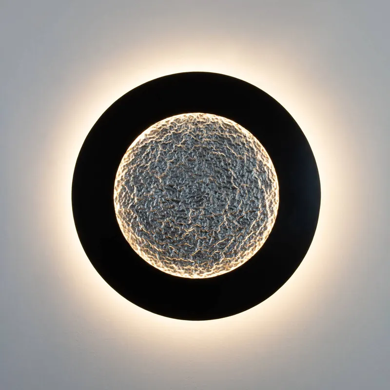 Kinkiet LED Luna Pietra, brązowo-czarny/srebrny, Ø 80 cm