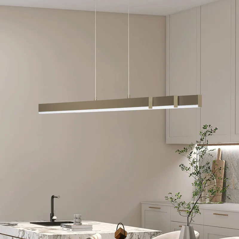 Żyrandol LED Vayana, kolor greige, długość 189 cm, ściemniacz dotykowy CCT