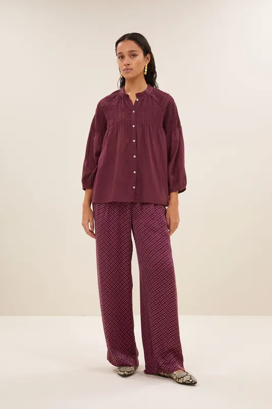 By-Bar Lilly Blouse Pecan Maat: S | Longsleeves Outlet | Dames