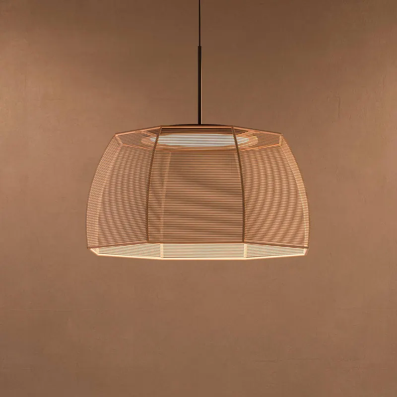 Lampa wisząca Bover LED Tanit, Ø 61 cm, czarny/beżowy, tkanina