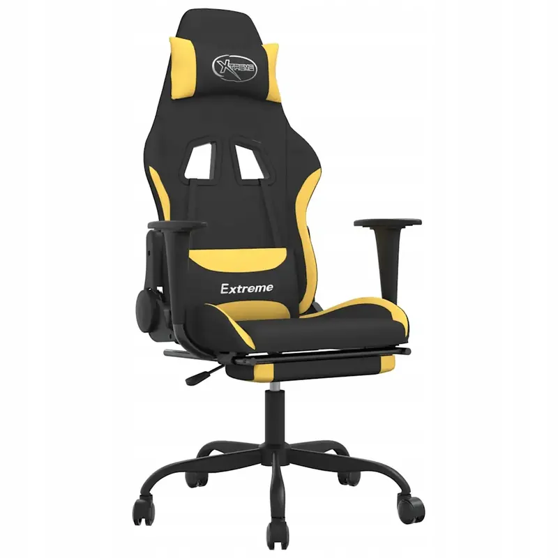 Fotel gamingowy z masażem czarno-żółty 66x58x120-130 cm