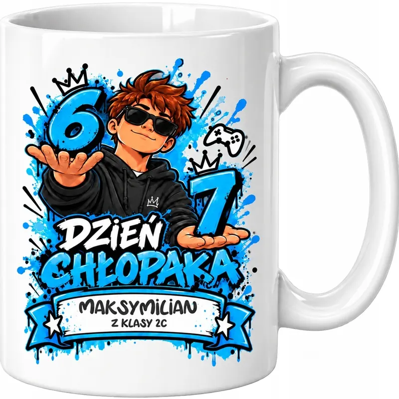 Na Dzień Chłopaka Kubek Z Nadrukiem 67 Imieniem Dla Chłopca Szkoła
