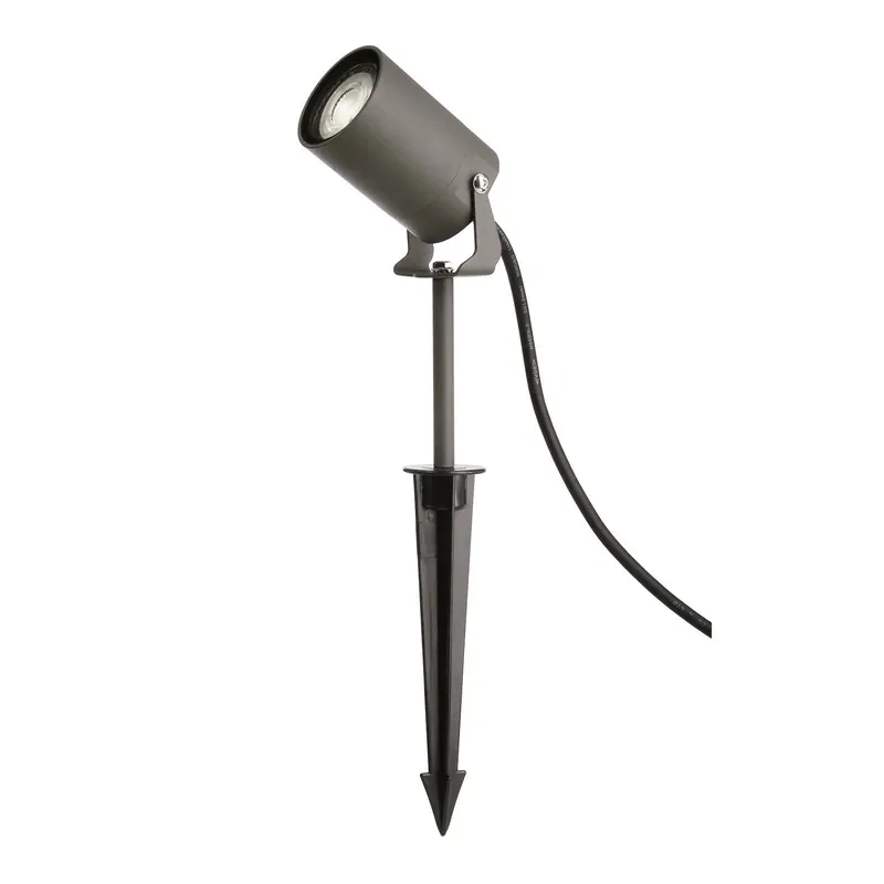 Reflektor z grotem ziemnym Spiky, Ø 6 cm, szary, obrotowy, IP65, GU10