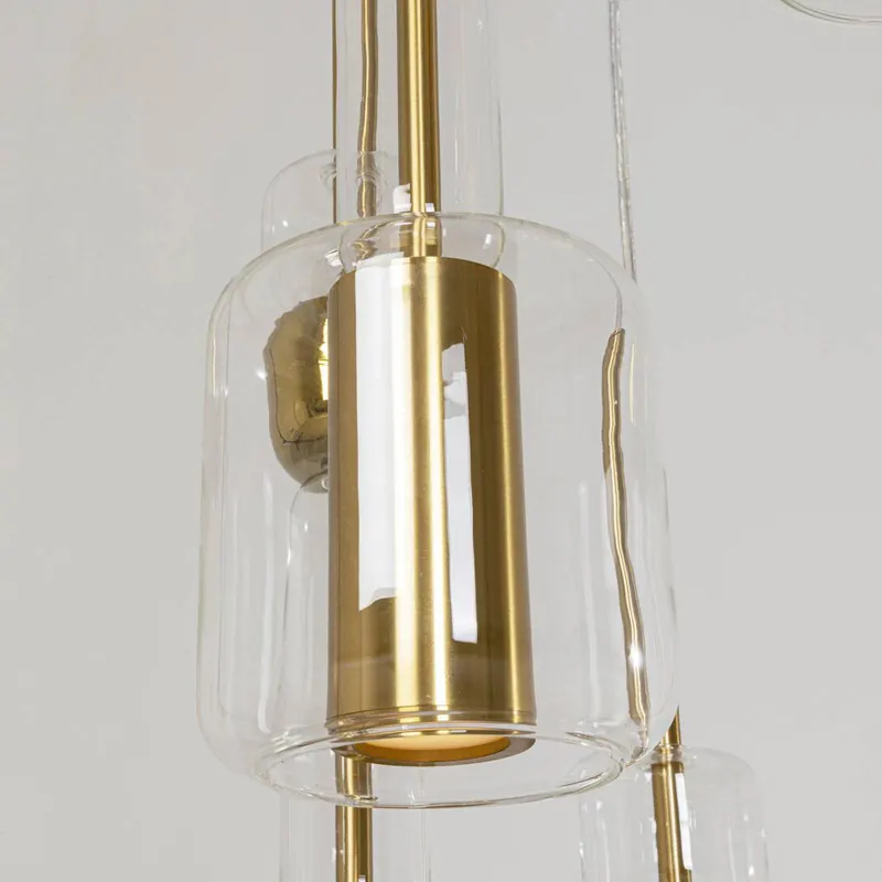 Lampa wisząca Kare Candy Bar, kolor złoty, stal, szkło, 6-punktowa.