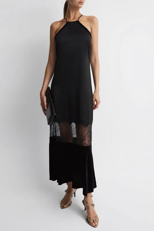 Reiss Lace Panel Maxi Dress — Black Maat: 6 | Maxi Jurken Outlet | Dames | Zwart