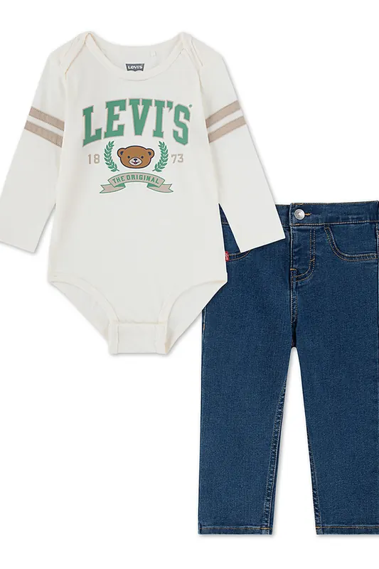 Levi's Boys Football Tee W/ Straight Jeans Egret Maat: 24M | Overhemden Outlet | kids | Wit