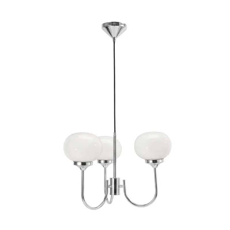 Lampa wisząca Elsy, biała/chromowana, 3-punktowa, 36 cm, szkło, wtyczka