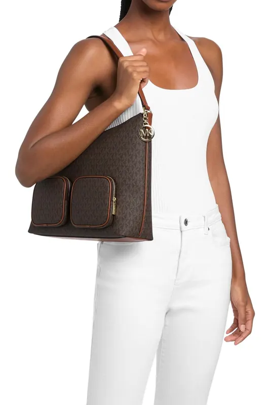 Michael Kors Large Cargo Shoulder Brown Maat: OS | Handtassen Outlet | Dames | Bruin