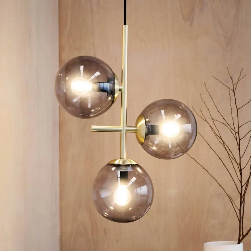 Lampa wisząca Dyberg Larsen Como, 3-punktowa, mosiądz