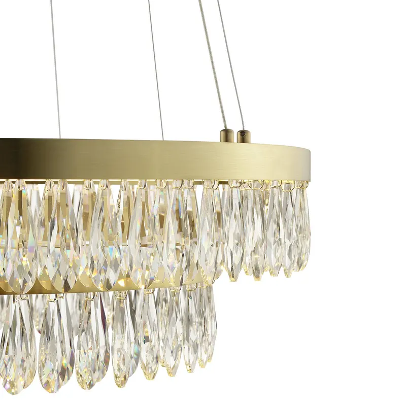 Żyrandol LED Celestia, Ø 60 cm, kolor mosiężny, kryształ
