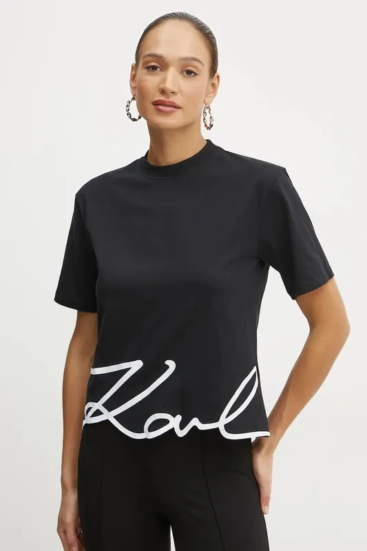 Karl Lagerfeld t-shirt bawełniany KARL SIGNATURE