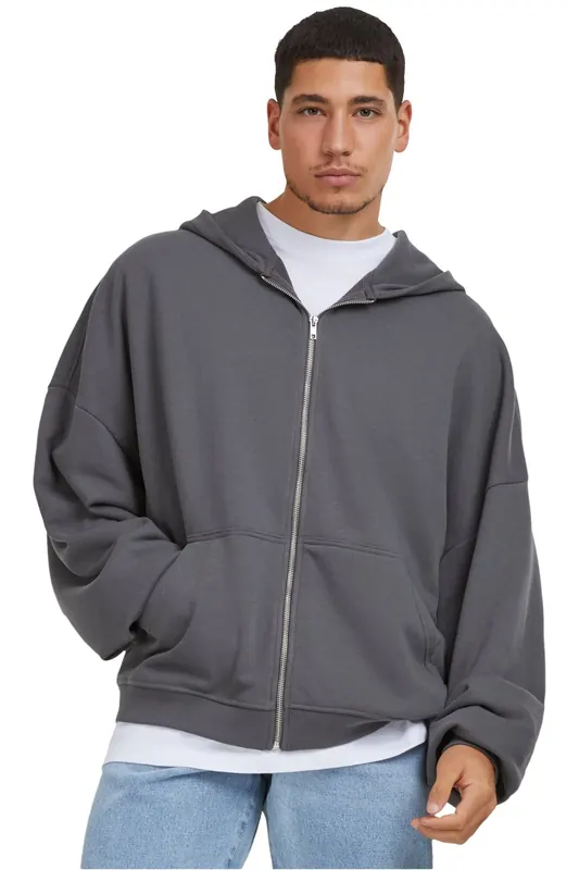 Urban Classics 90's Zip Hoody Darkshadow Maat: XS | Hoodies Outlet | Heren | Grijs
