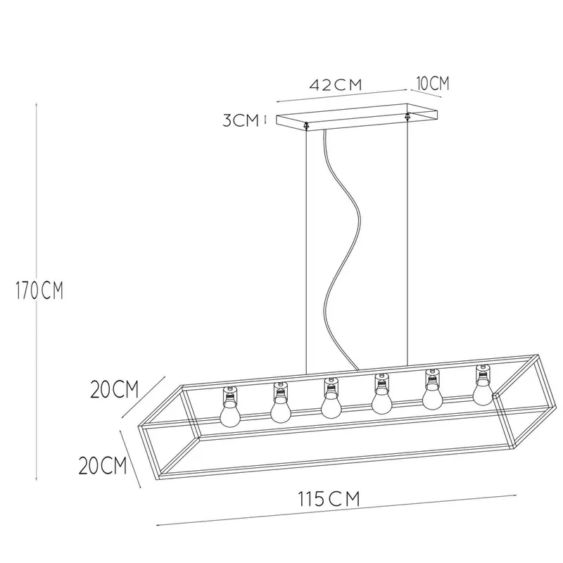 Lampa wisząca Fabian metalowy klosz 6-punktowa