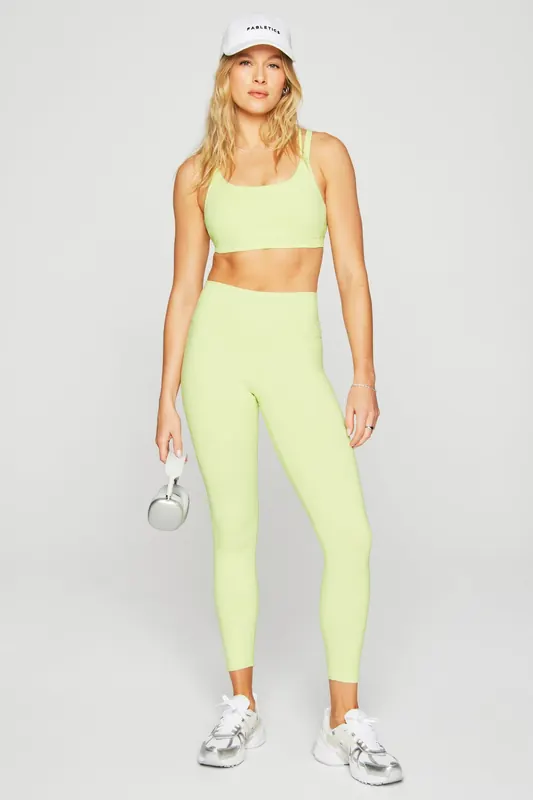 Fabletics Boost High-waisted 7/8 Morning Dew/reflective Silver Maat: S Short | Leggings Outlet | Dames | Groen