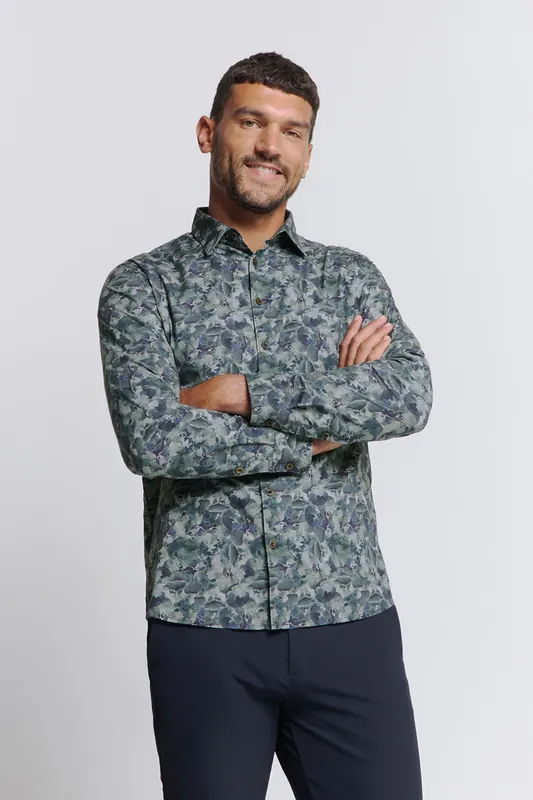 No Excess Shirt Stretch Allover Printed Blueberry Maat: L | Casual Overhemden Outlet | Heren | Blauw