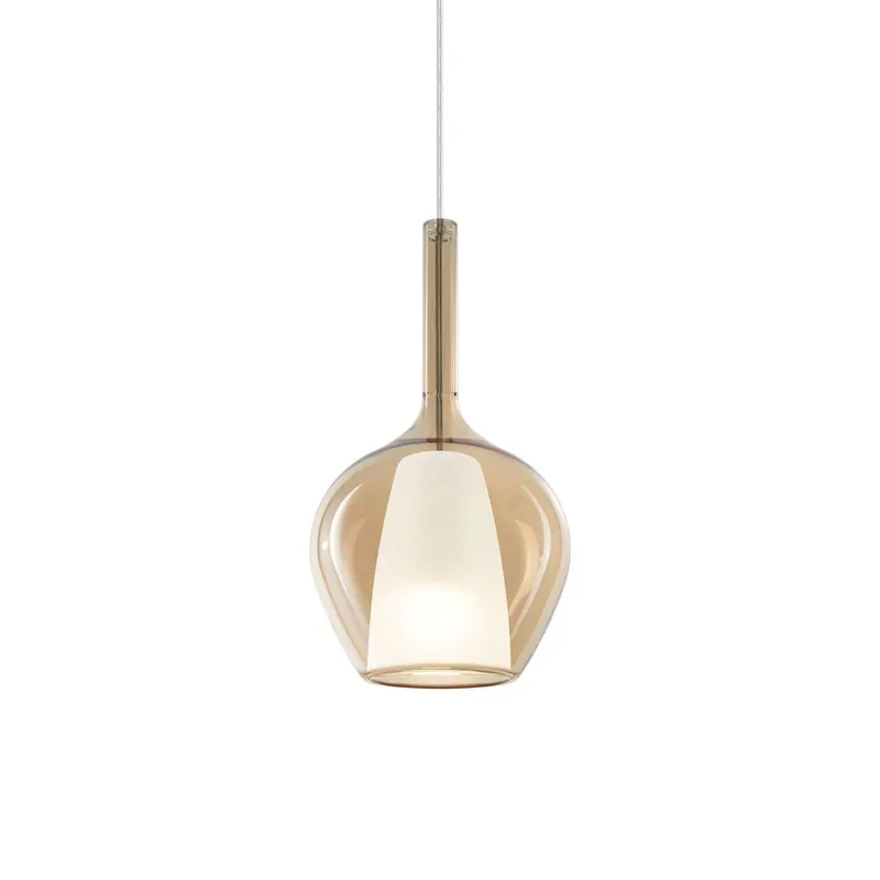 Ideal Lux Lampa wisząca Kalique 1, bursztynowa, Ø 18 cm