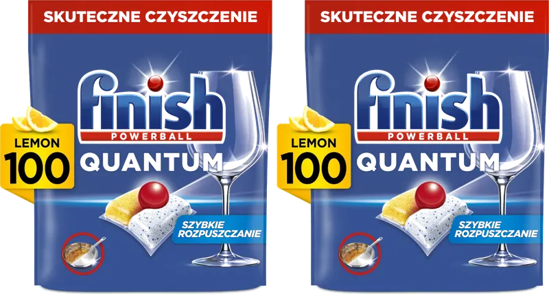 FINISH Powerball Quantum All in 1 Lemon Kapsułki do zmywarek 2x 100 szt