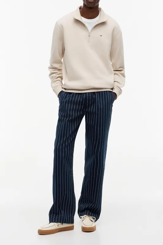 Tommy Hilfiger Regular Fleece 1/4 Zip Classic Beige Maat: L | Sweaters Outlet | Heren | Beige