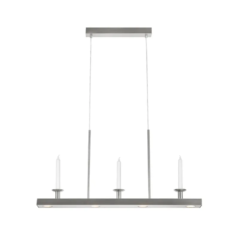 Żyrandol LED Dining, nikiel, żelazo, długość 82 cm, ściemniany.