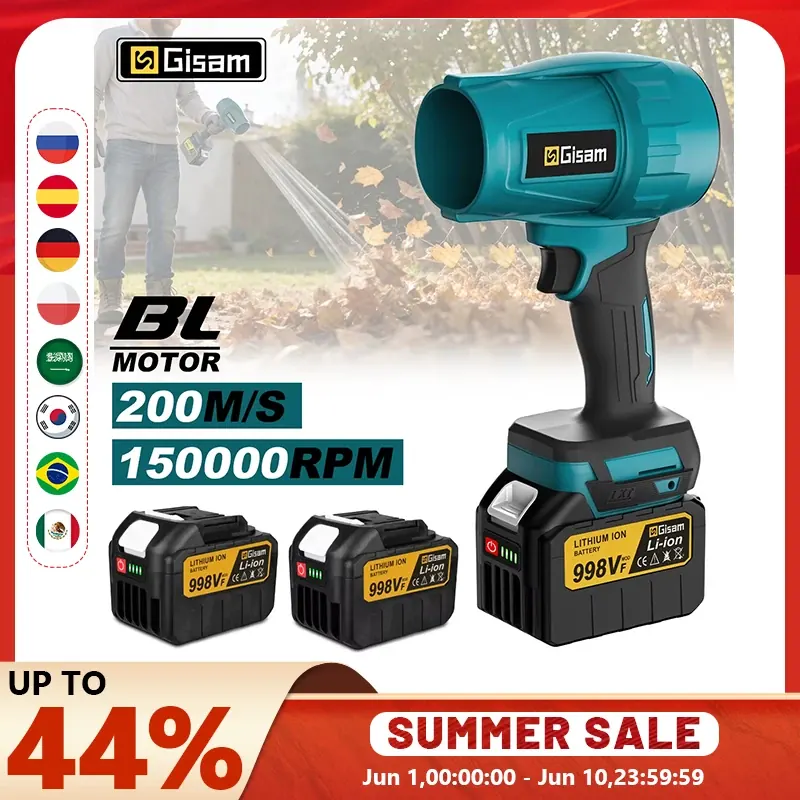 Gisam 150000RPM Bezszczotkowy Akumulatorowy Elektryczny Dmuchawa Powietrza Turbo Jet Fan Dmuchawa do Liści Narzędzie do Odkurzania Pyłu Kompatybilne z Akumulatorami Makita 18V