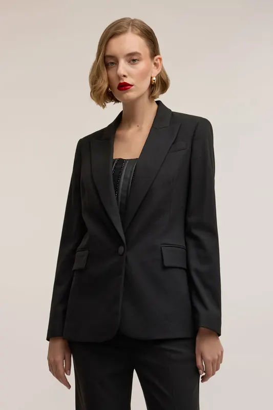 Motivi Structured Mixed Lurex Blazer Smart Couture Black Maat: 36 | Blazers Outlet | Dames | Zwart