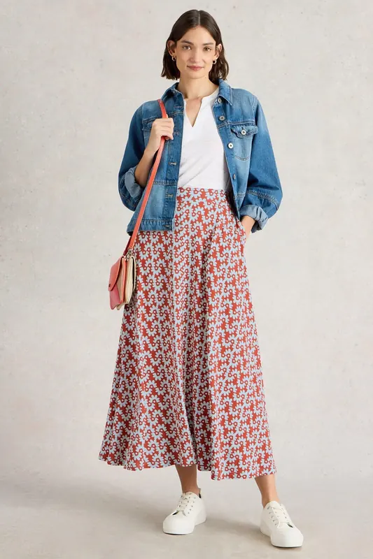 White Stuff Jada Jersey Maxi Skirt Red Print Maat: 18 REGULAR | Maxi Rokken Outlet | Dames | Rood