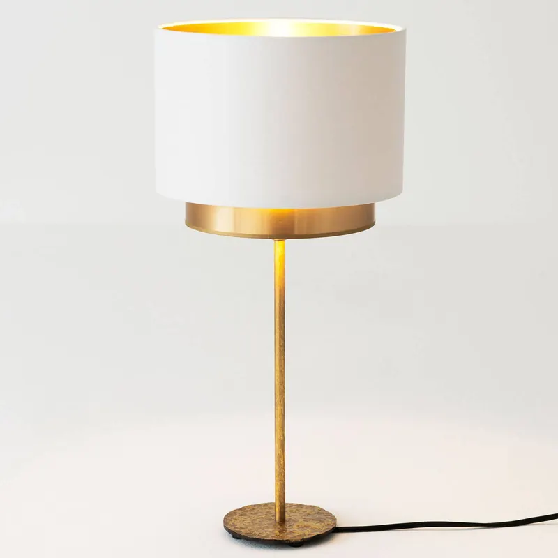 Lampa stołowa Mattia, biały/złoty jedwab Perla