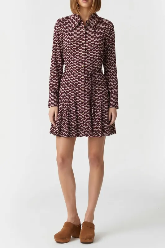 Tommy Hilfiger Self-tie Belt Slim Mini Shirt Dress Logo Print Navy Maat: 38 | Blousejurken Outlet | Dames | Blauw