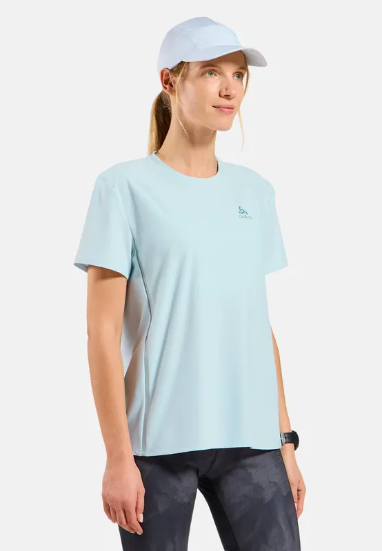 Koszulka z krótkim rękawem damska ODLO T-shirt crew neck s/s ZEROWEIGHT CHILL-TEC niebieska (S)