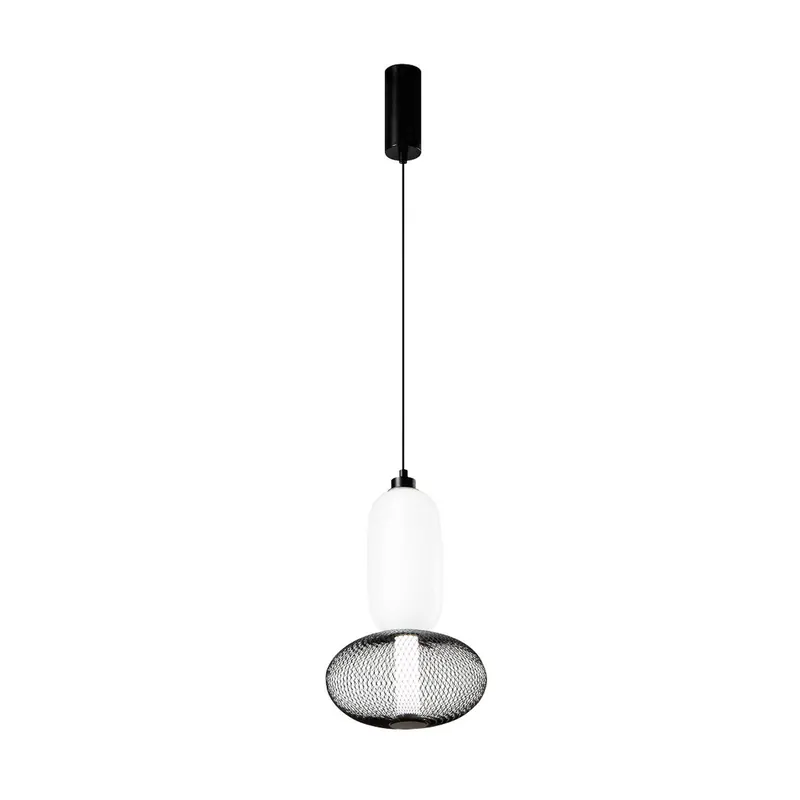 Żyrandol LED INKAS, wysokość 41 cm, czarna, szkło/metal, CCT