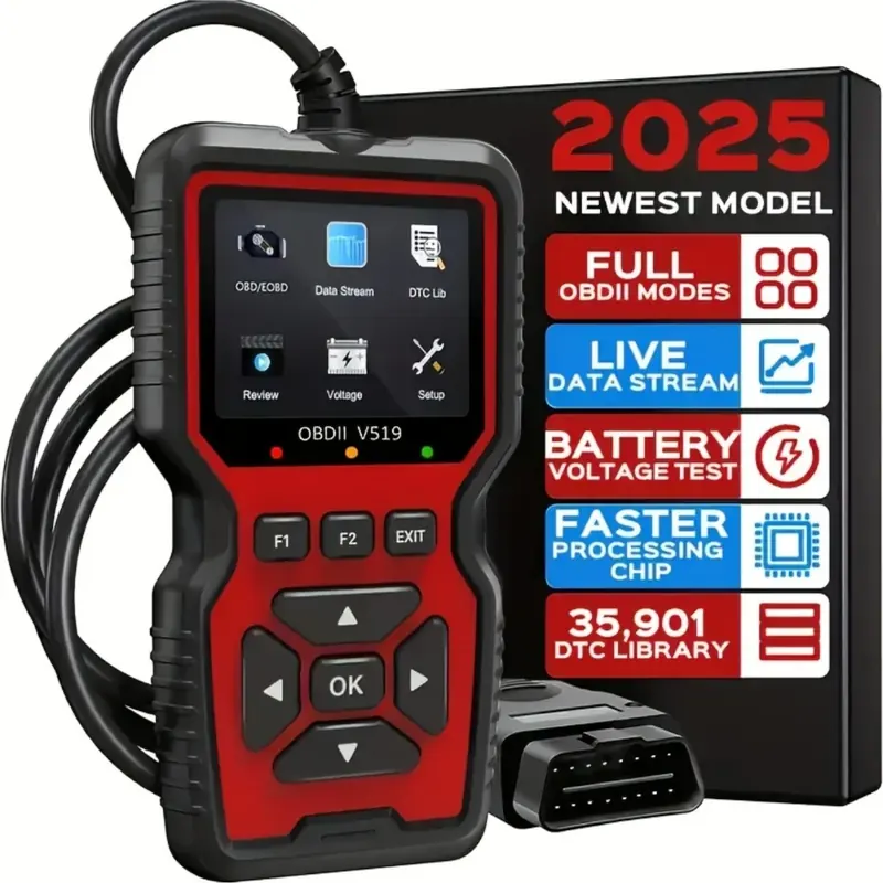 Sprawdź system silnika Tester baterii V519, czytnik kodów OBD2, skaner OBD II EOBD, narzędzie do diagnostyki samochodowej, usuwanie błędów w kodach.