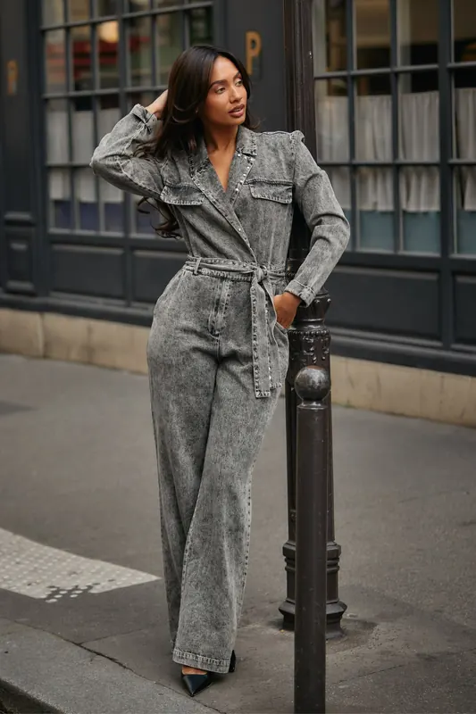 Freebird Yael Jumpsuit Grey Wash Maat: XL | Jumpsuits Outlet | Dames | Grijs